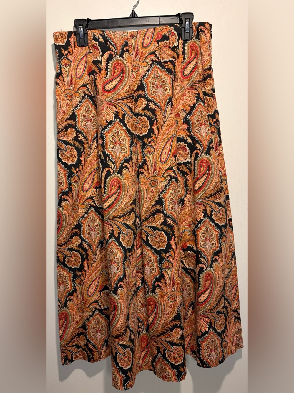 Vintage Herman Geist 100% Cotton Midi Maxi Skirt Paisley Print Pleated Size 14